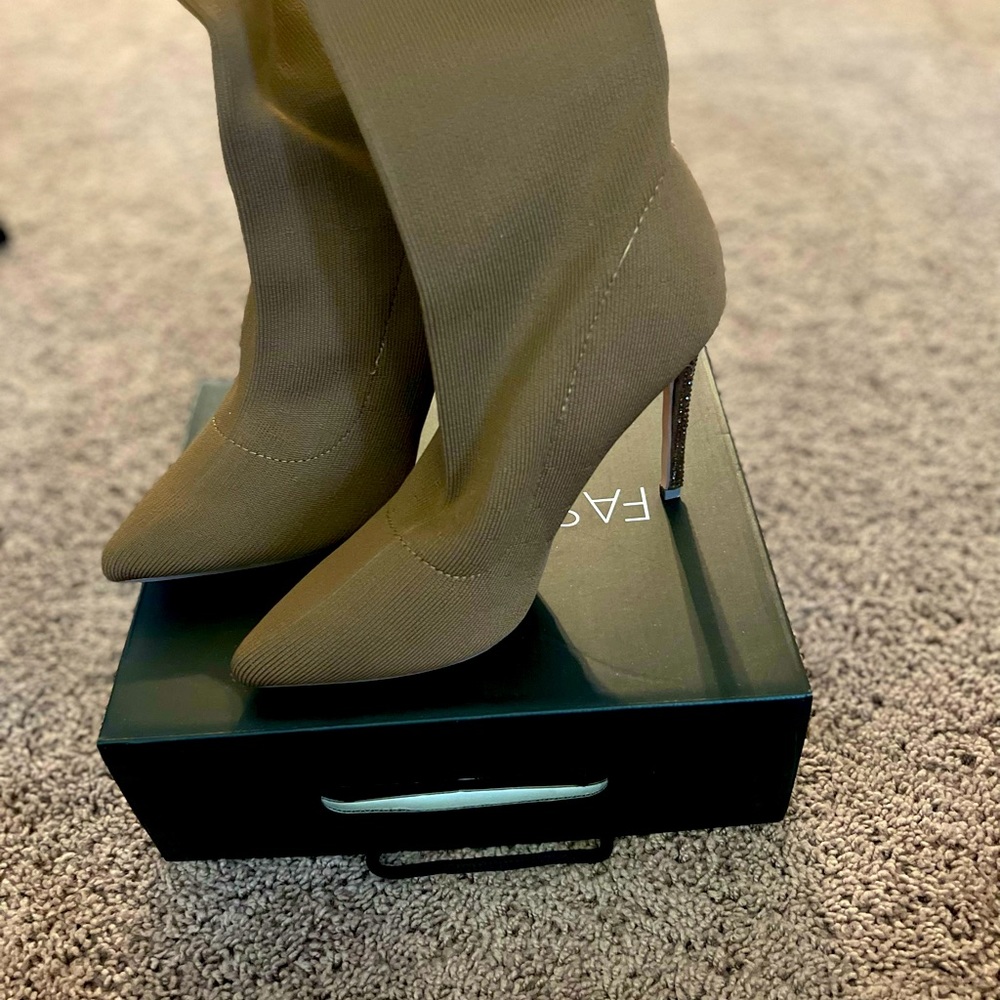 Sexy brown sequin heel Fashion Nova boots